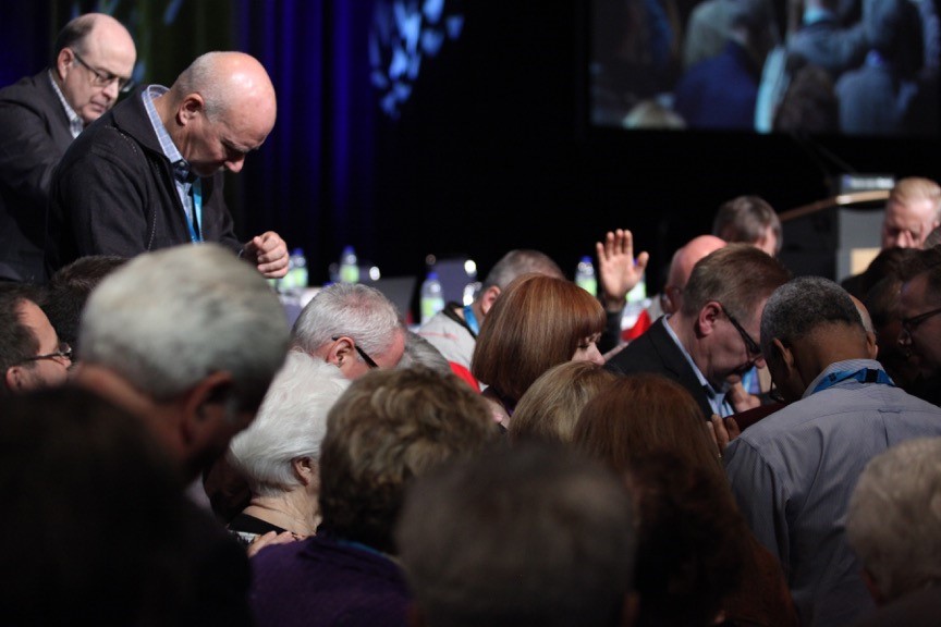 dave-wells-receives-prayer-after-re-election---gc2016 dave-wells-receives-prayer-after-re-election---gc2016