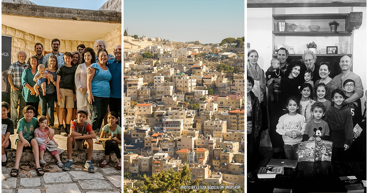 Left and Right photos: small group from King of Kings. Middle Photo: city view of Israel by Letizia Agosta on Unsplash