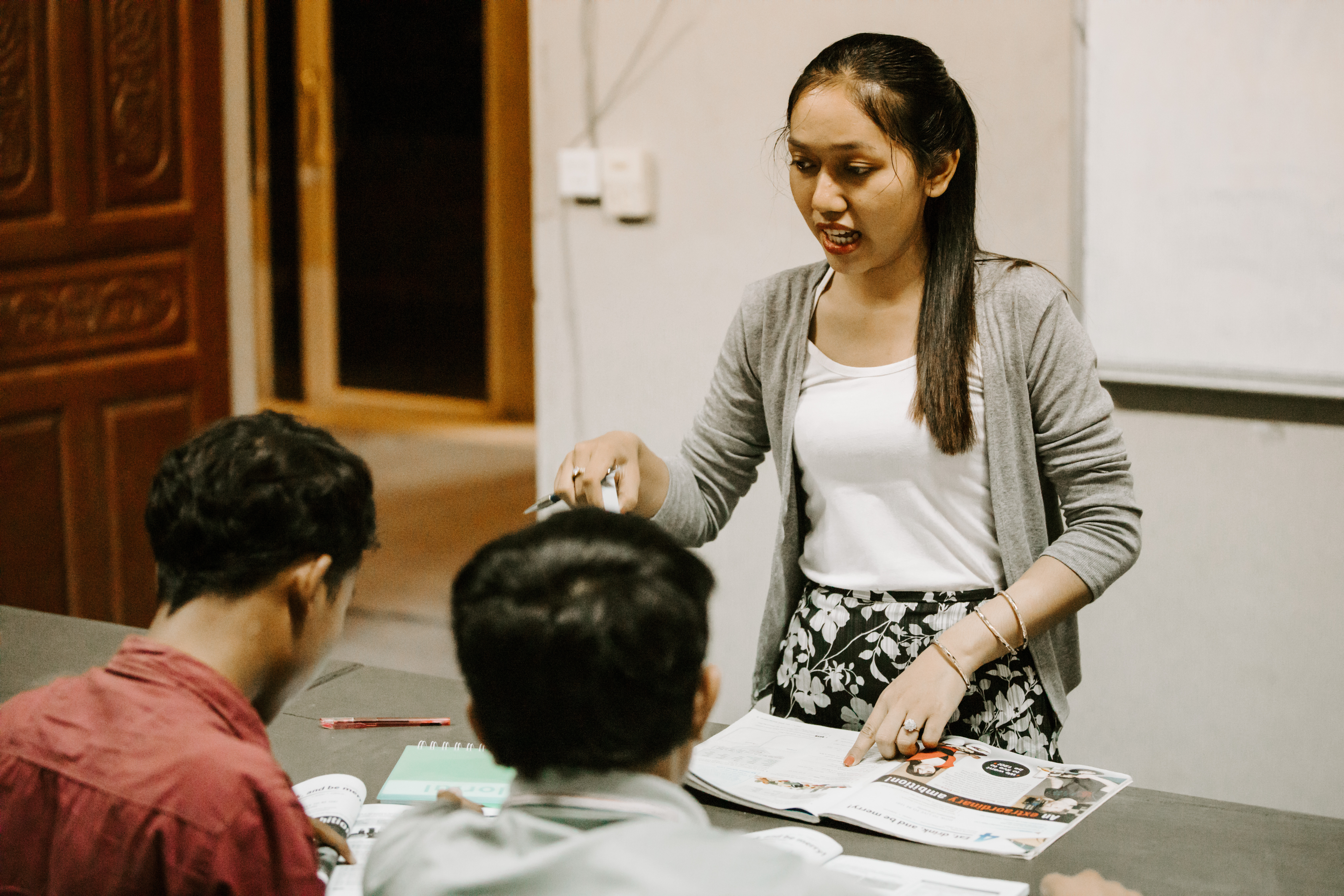Photo of a Cambodian student studying