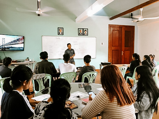 English class with a teacher in the front of the class