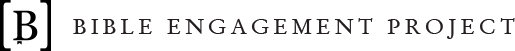 Bible Engagement Project - typography logo of a B with a bookmark ribbon coming out the bottom