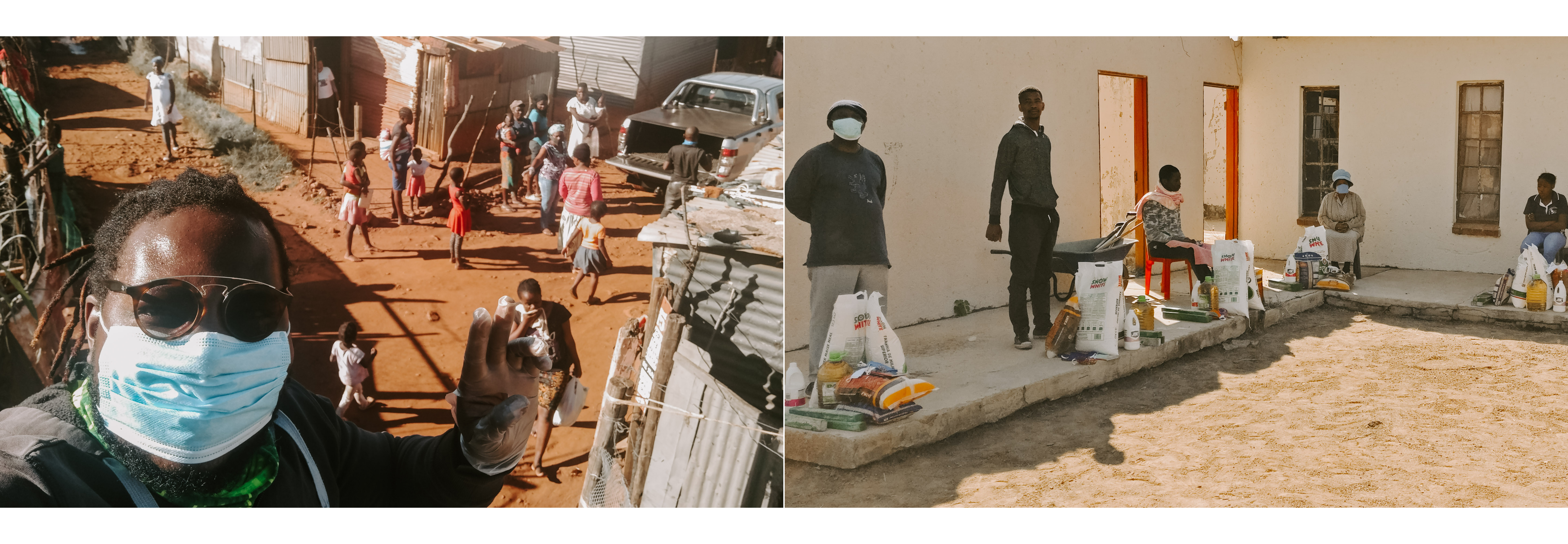 Photo banner of ministry photos from the Chiriseri's where Felix is working on a project build and a small group connecting.