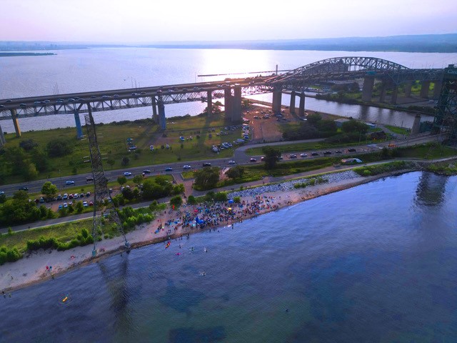 Photo 1 A view of Church at the Beach from up high in the sky.